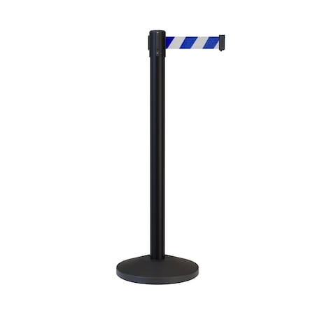 Montour Line Stanchion Belt Barrier Black Post 7.5ftBlu/Wh Belt ES400-BK-BWD-CCW-75